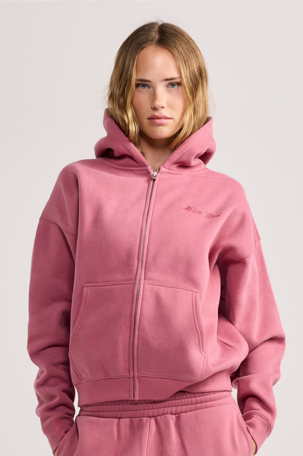 mimi　ピンク Dusty Pink Zip Hoodie – All For Mimi