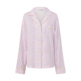 Purple Gingham Long PJ Top