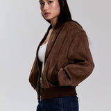 Cocoa Faux Suede Bomber