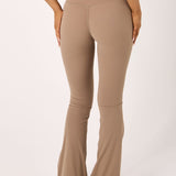 Latte Layered Subtle Scrunch Flared Legging