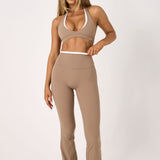 Latte Layered Subtle Scrunch Flared Legging