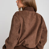 Cocoa Faux Suede Bomber