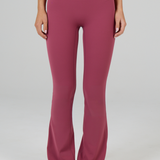 Plum/Pink Cross Front Subtle Scrunch Flared Legging