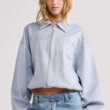 Powder Blue Faux Suede Harper Jacket