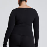 Black Scoop Front Long Sleeve