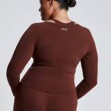 Brown Scoop Front Long Sleeve
