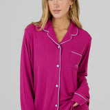 Mulberry Ribbed Long Sleeve PJ Top