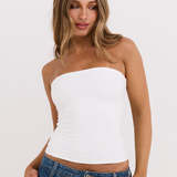 White Strapless Tank Top