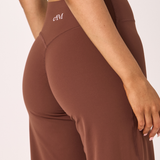Brown Subtle Scrunch Wide Leg Active Pant