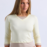 Yellow/Latte Layered 3/4 Sleeve Top