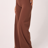 Brown Subtle Scrunch Wide Leg Active Pant