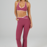 Plum/Pink Cross Front Subtle Scrunch Flared Legging