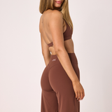 Brown Subtle Scrunch Wide Leg Active Pant