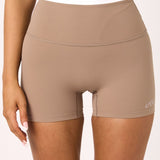 Latte Layered Subtle Scrunch Bike Short 4"