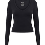 Black Scoop Front Long Sleeve