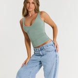 Sage Low Scoop Tank Top