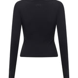 Black Scoop Front Long Sleeve