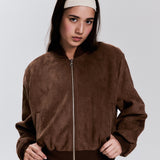Cocoa Faux Suede Bomber