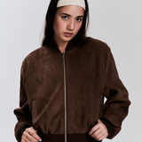 Cocoa Faux Suede Bomber