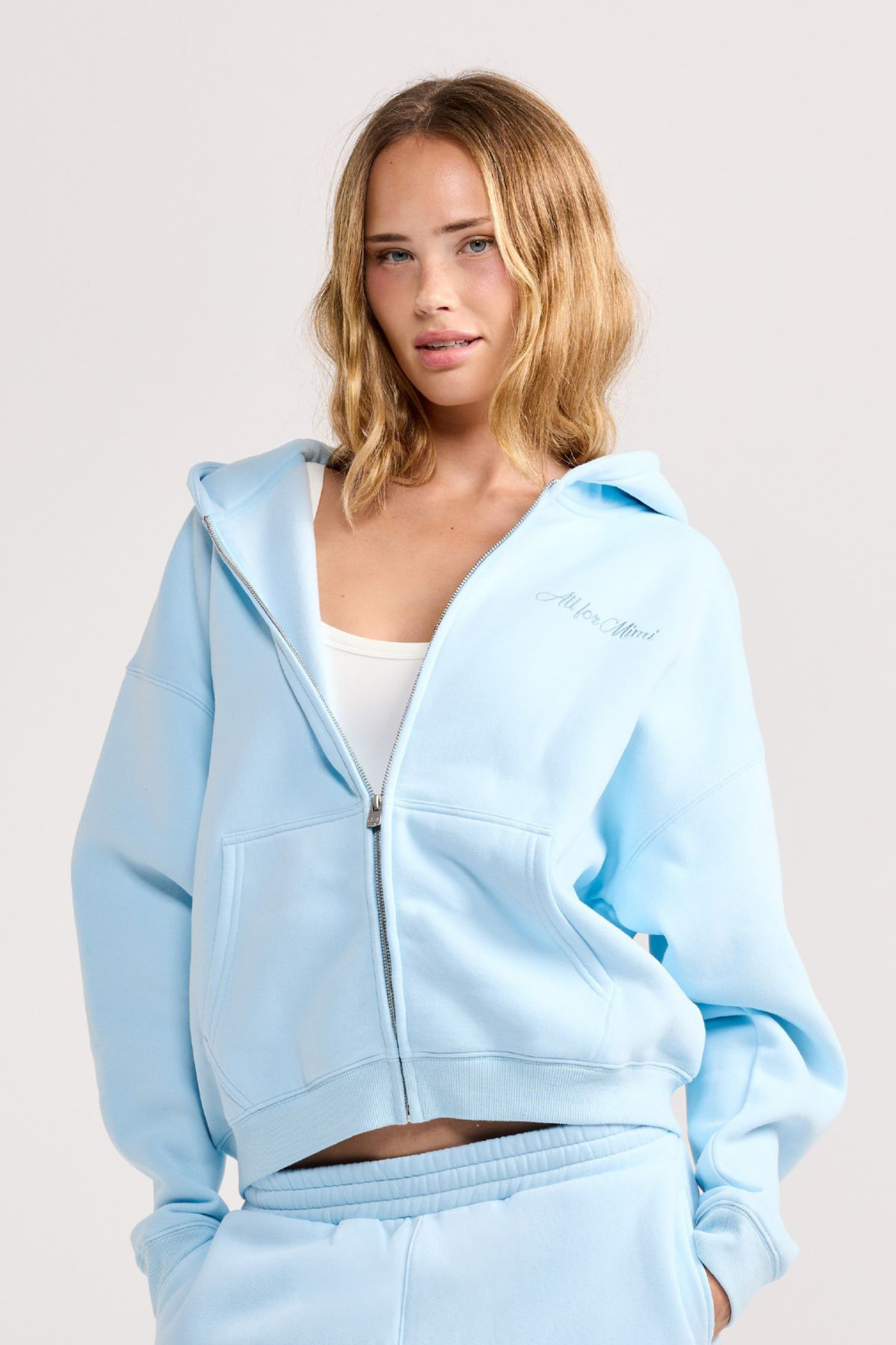 Baby Blue Zip Hoodie – All For Mimi