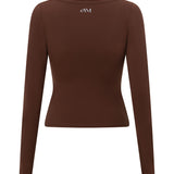 Brown Scoop Front Long Sleeve