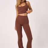 Brown Subtle Scrunch Flared Legging