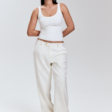 White Low Waist Tailored Pant