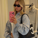 Powder Blue Faux Suede Harper Jacket