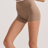 Latte Layered Subtle Scrunch Bike Short 4"