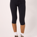 Black Drawstring Fold Over Capri