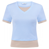Blue/Latte Layered Baby Tee