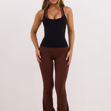 Brown Subtle Scrunch Flared Legging