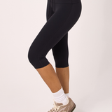 Black Drawstring Fold Over Capri