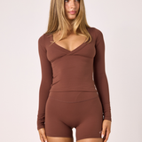 Brown Cross Front Long Sleeve