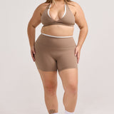 Latte Layered Subtle Scrunch Bike Short 4"
