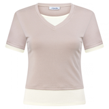 Latte/Yellow Layered Baby Tee