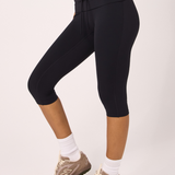 Black Drawstring Fold Over Capri
