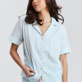 Blue Gingham Short PJ Top