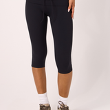 Black Drawstring Fold Over Capri