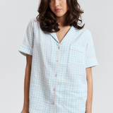 Blue Gingham Short PJ Top