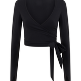 Black Active Wrap Long Sleeve Top