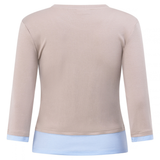 Latte/Blue Layered 3/4 Sleeve Top