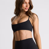 Black Thin Strap Crop