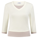Yellow/Latte Layered 3/4 Sleeve Top