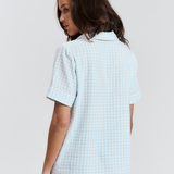 Blue Gingham Short PJ Top