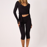 Black Wrap Long Sleeve Top