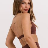 Brown Micro Halter Crop