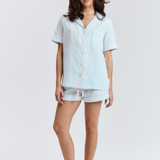 Blue Gingham Short PJ Top