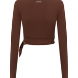 Brown Active Wrap Long Sleeve Top