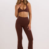 Brown Micro Halter Crop